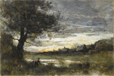 Souvenier de Normandie, soleil couchant av Jean Baptiste Camille Corot